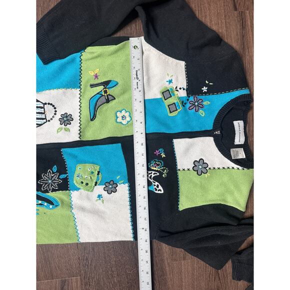 Alfred Dunner Women’s Small Colorblock Cardigan Sweater Embroidered - Picture 6 of 7